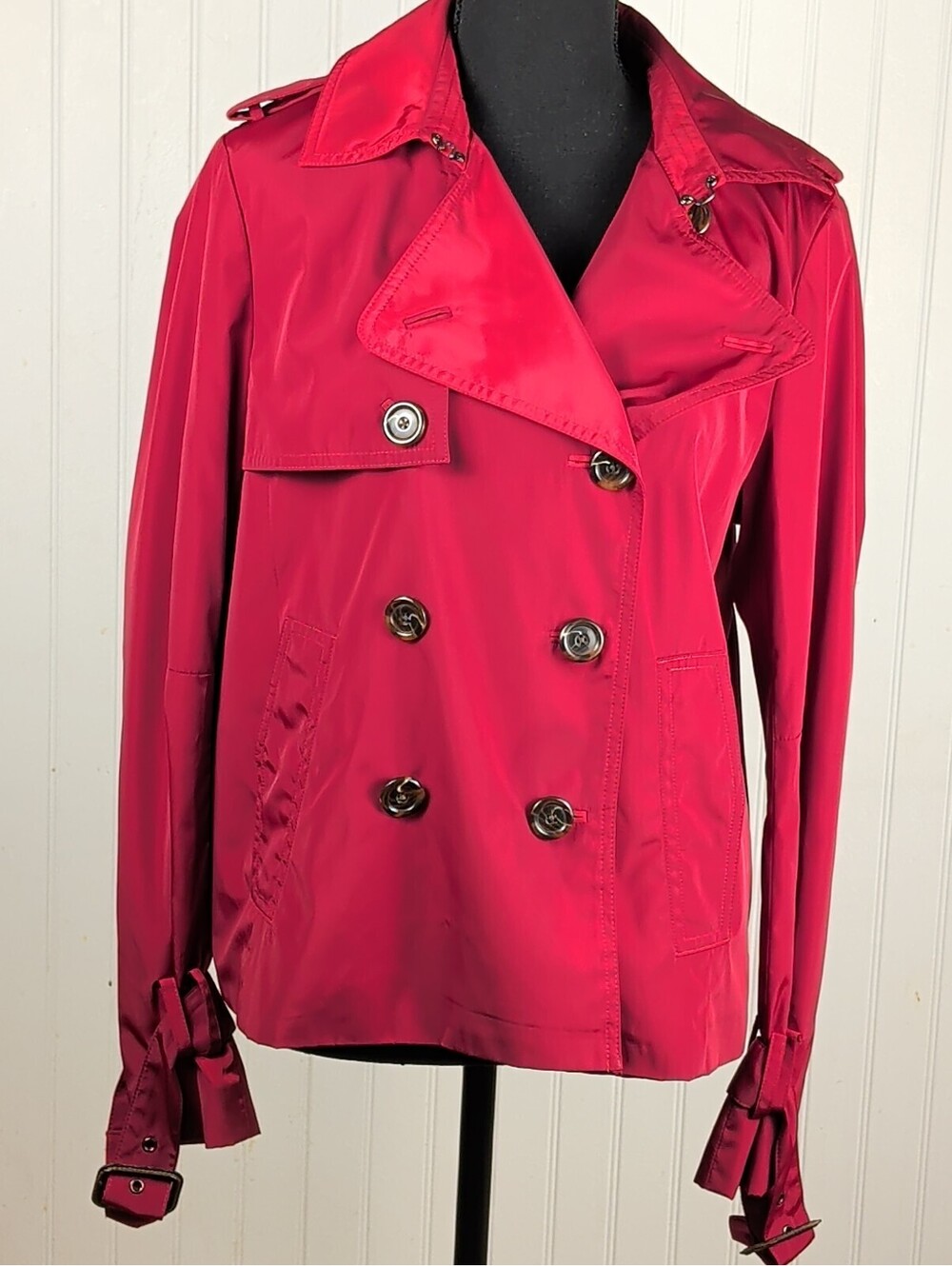 Banana Republic Red Double Breasted Short Trench Coat Jacket Medium